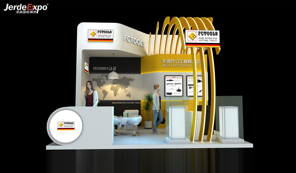 36㎡3面開展位展臺(tái)設(shè)計(jì)效果圖